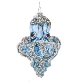 Kurt Adler Glass Blue Octopus With Beads Ornament