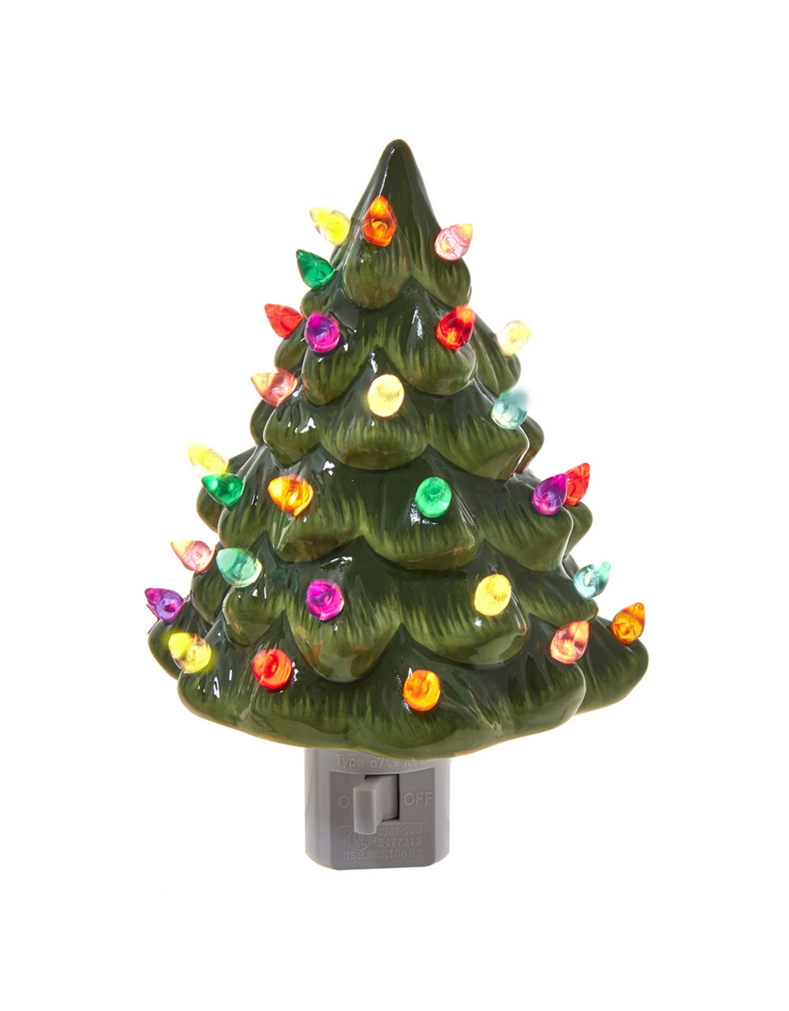 Kurt Adler Ceramic Green Christmas Tree Night Light