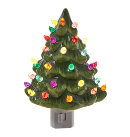 Kurt Adler Ceramic Green Christmas Tree Night Light