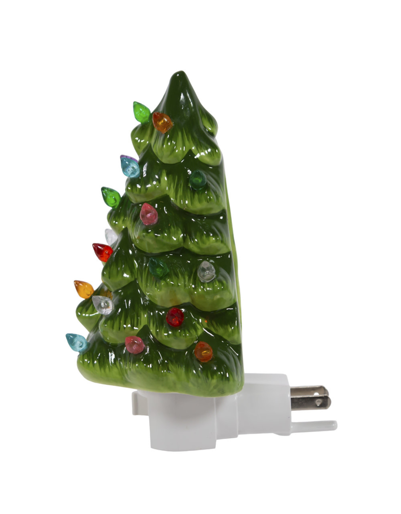 Kurt Adler Ceramic Green Christmas Tree Night Light