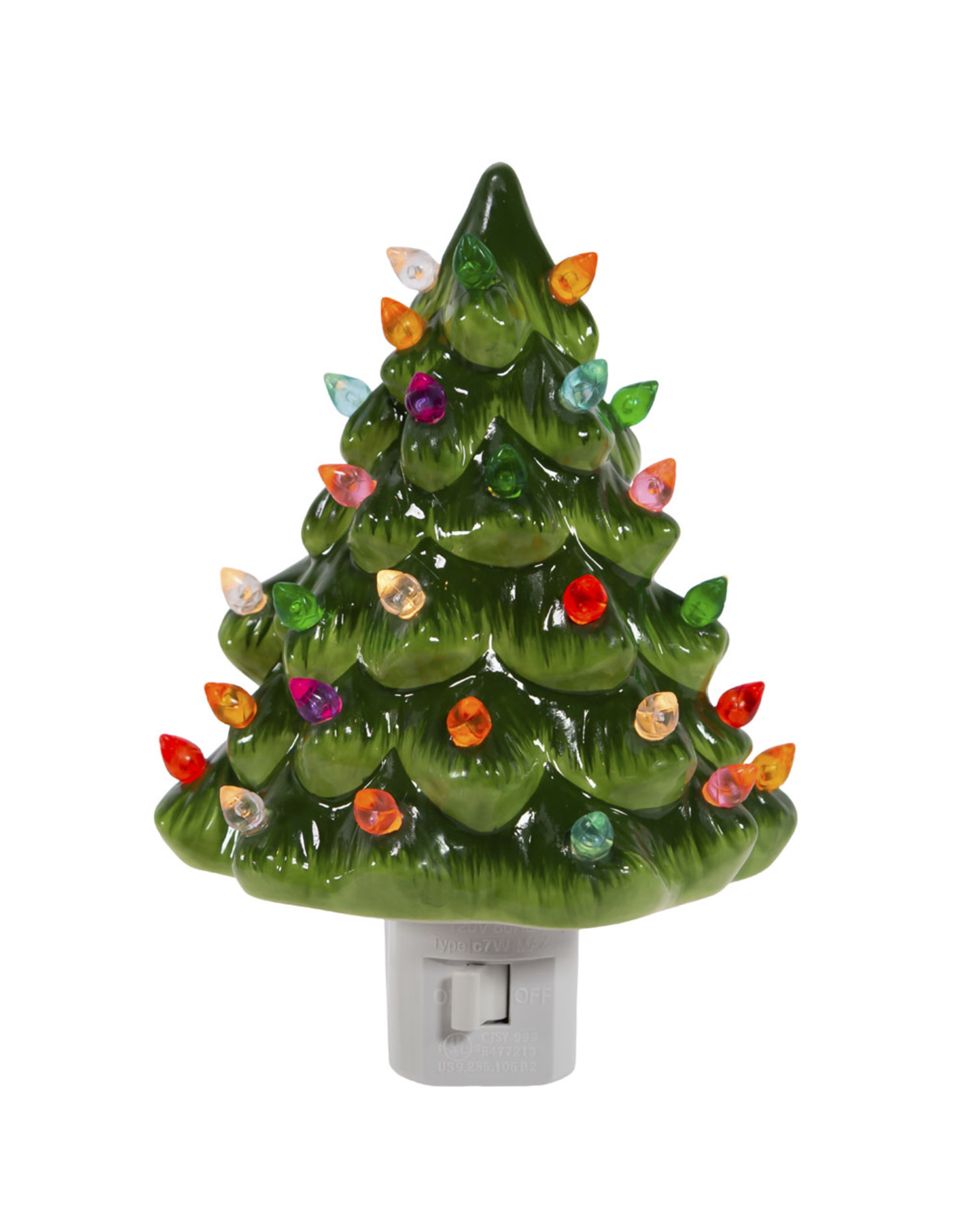 Kurt Adler Ceramic Green Christmas Tree Night Light