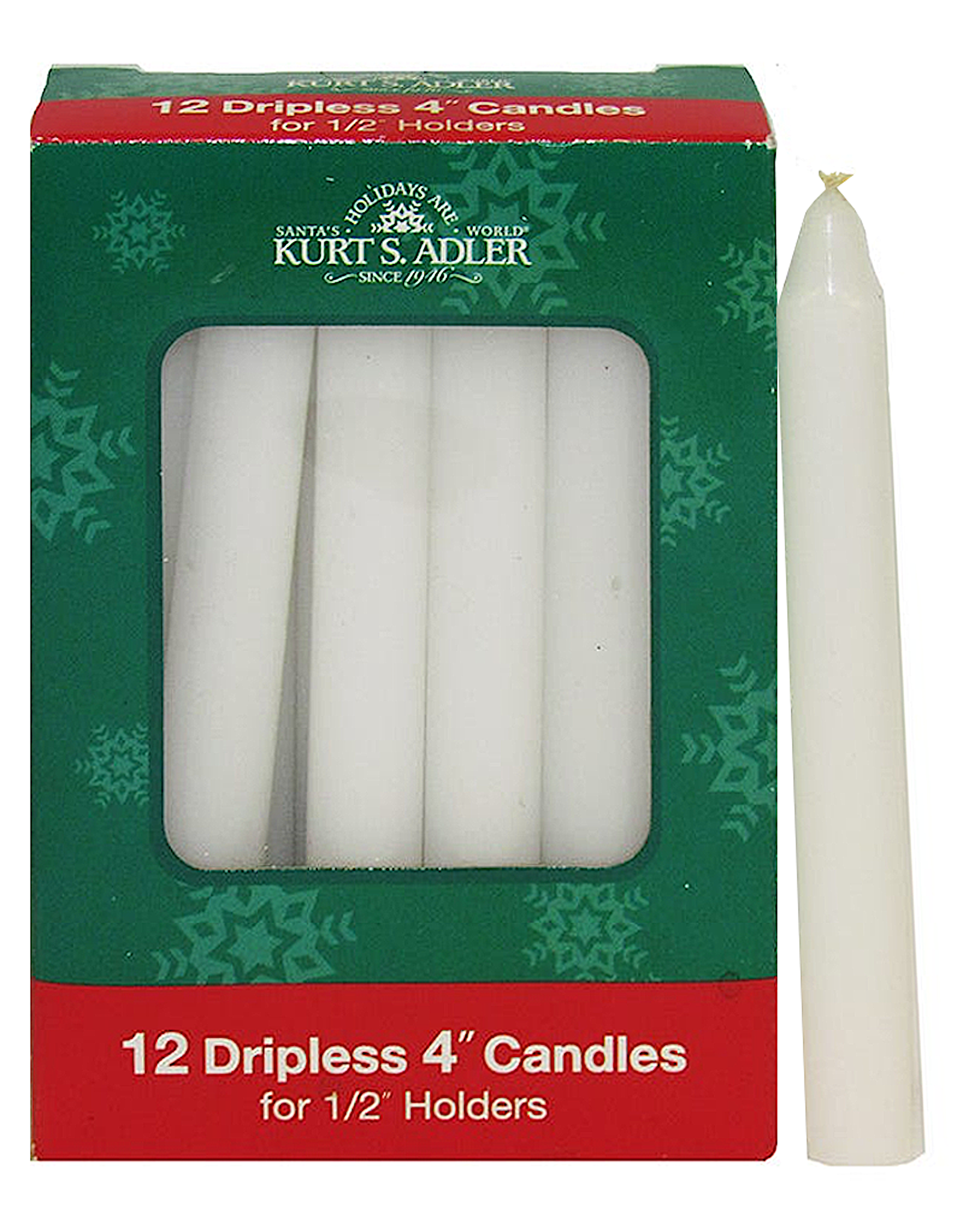 Kurt Adler Candles White Dripless Candle Set of 12 for 1/2 inch Holders
