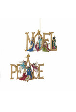 Kurt Adler Peace and Noel Nativity Christmas Ornaments 2 Assorted