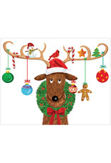 Caspari Boxed Christmas Cards 16pk Decorated Reindeer