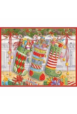 Caspari Christmas Advent Calendar Card Stockings On The Mantel