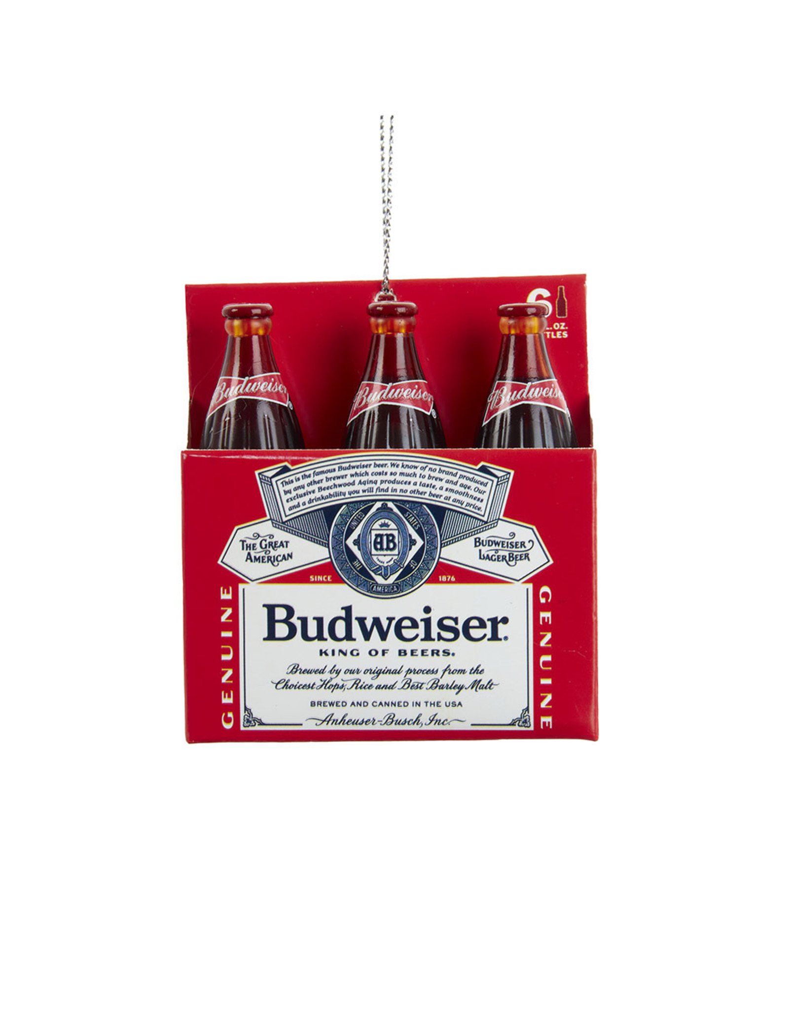 Kurt Adler Budweiser Plastic Bottles 6-Pack Christmas Tree Ornament