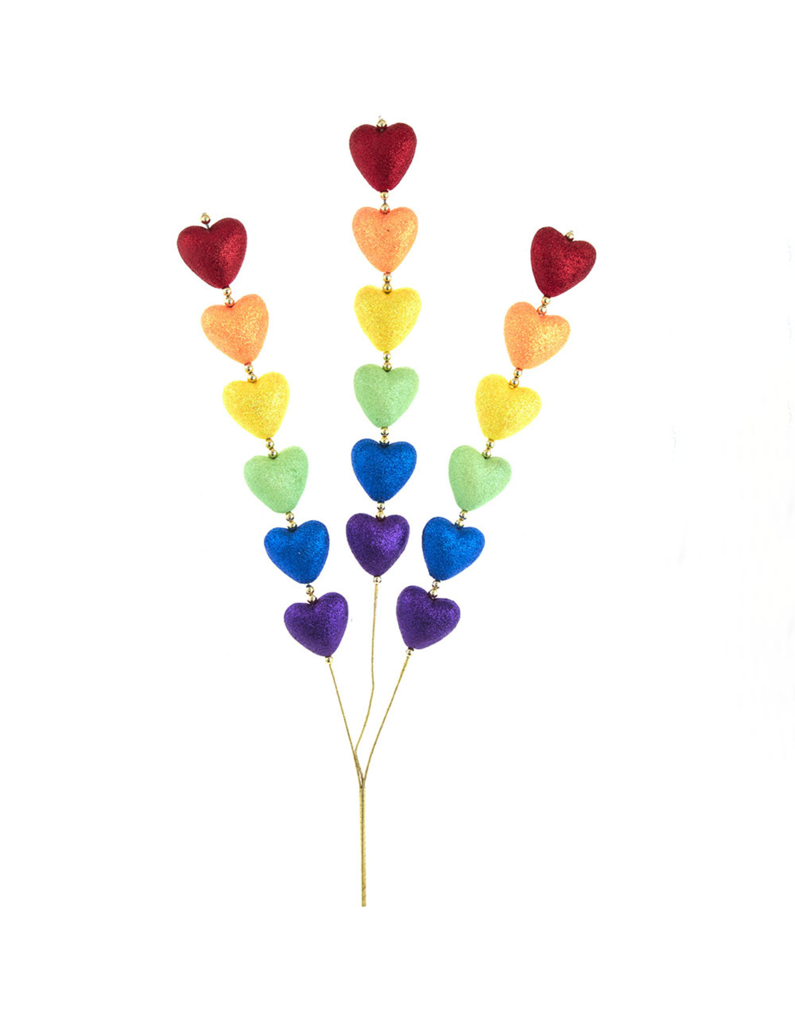 Kurt Adler Rainbow Pride Glittered Heart Spray 29 Inch