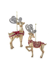 Kurt Adler Regal Red Elegant Deer Ornaments 2 Assorted