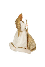 Kurt Adler Fabriche 10" Un-Lit Gold and White Jeweled Angel Treetop