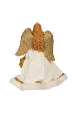 Kurt Adler Fabriche 10" Un-Lit Gold and White Jeweled Angel Treetop