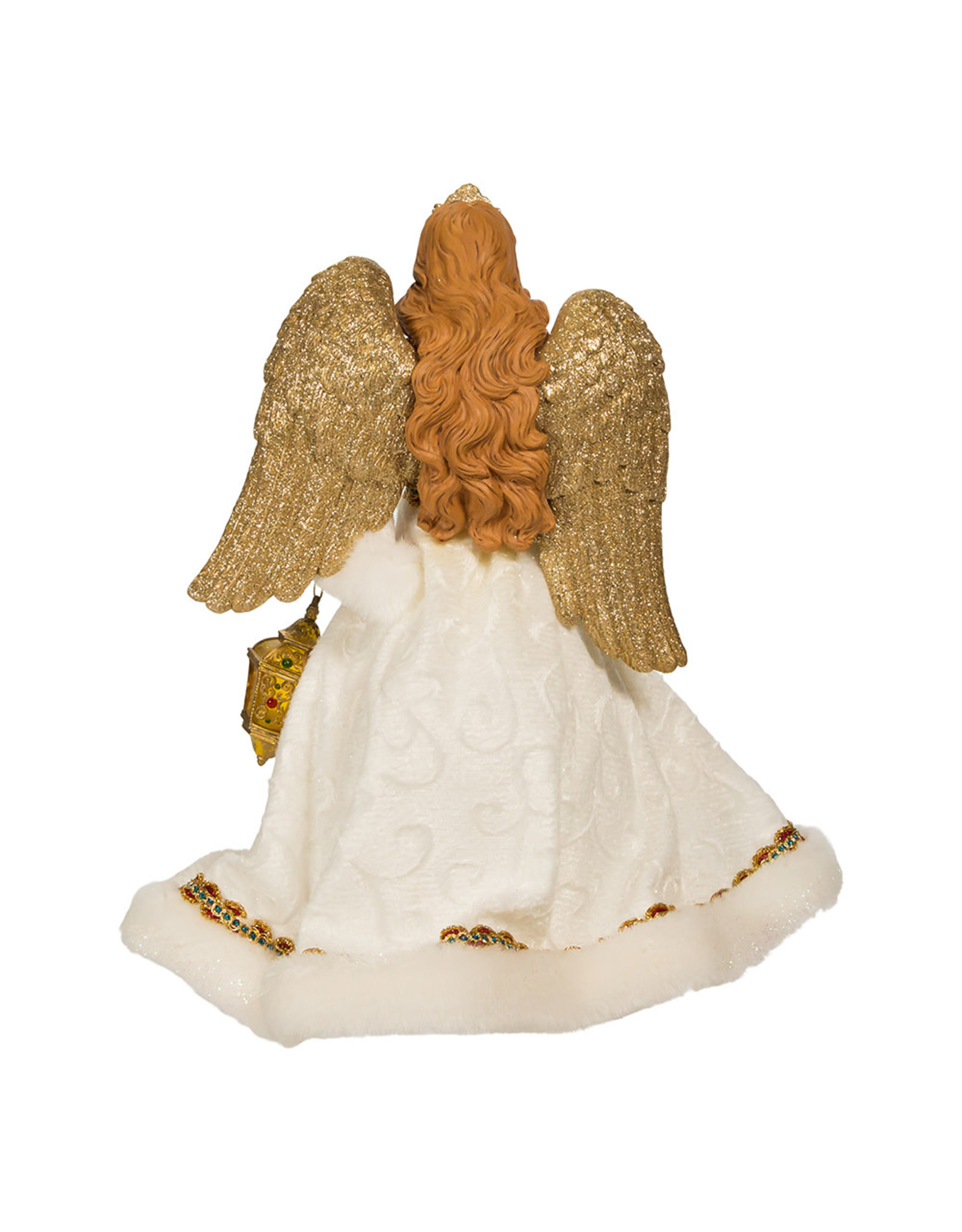 Kurt Adler Fabriche 10" Un-Lit Gold and White Jeweled Angel Treetop