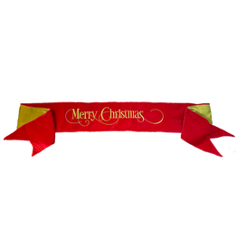 D Stevens Merry Christmas Embroidery Hot Red Velvet Wired Banner 70”