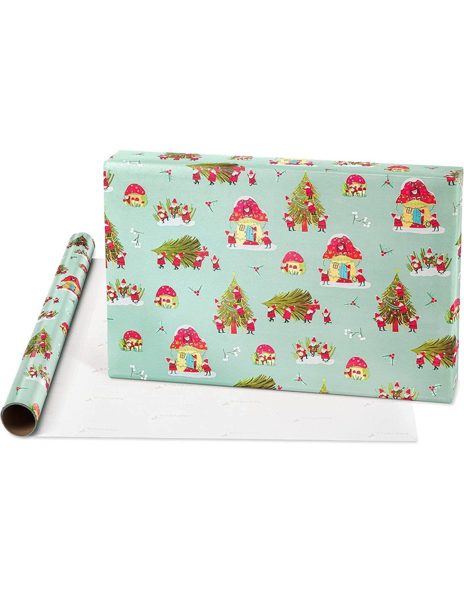 Papyrus Christmas Gift Wrapping Paper 9FT Roll Gnomes - Digs N Gifts