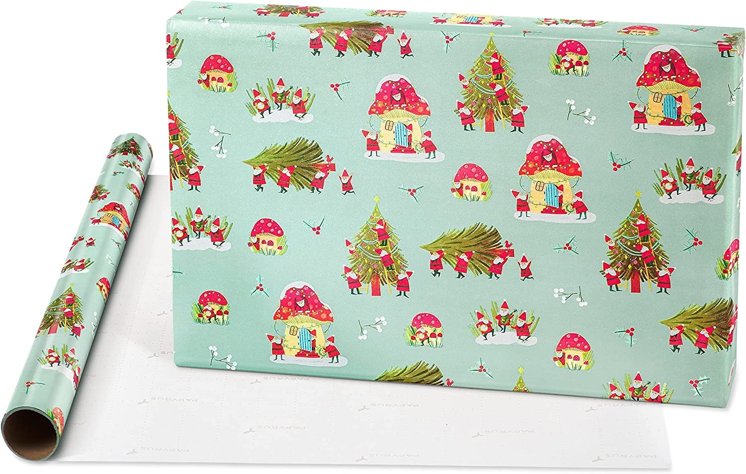 Papyrus Christmas Gift Wrapping Paper 9FT Roll Gnomes Digs N Gifts