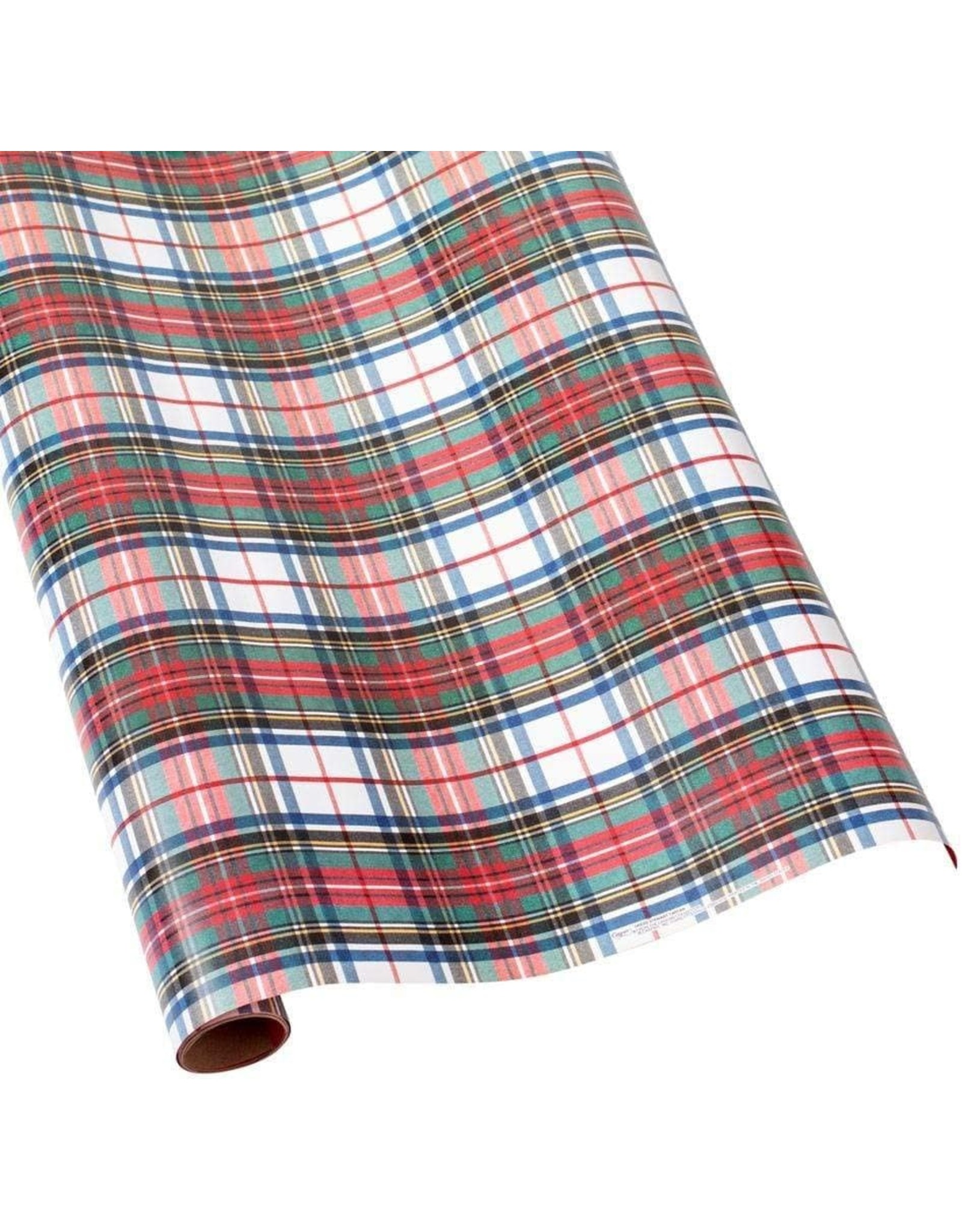 Caspari Christmas Gift Wrapping Paper 8ft Roll Dress Stewart Tartan WH