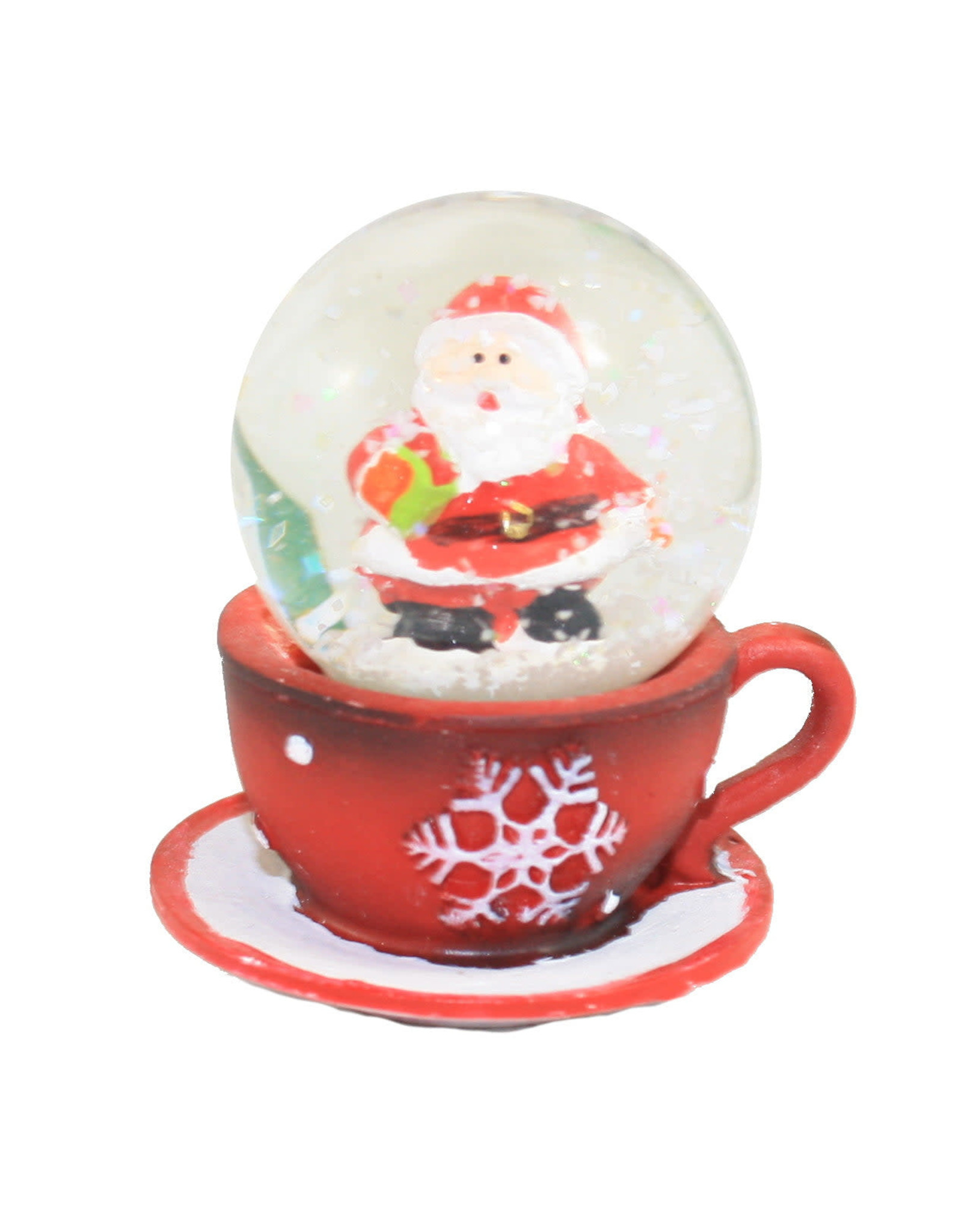 Kurt Adler Mini Christmas Teacup Snow Globe - Santa