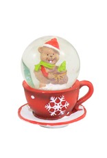 Kurt Adler Mini Christmas Teacup Snow Globe - Teddy Bear