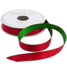 Caspari Green & Red Reversible Satin Ribbon 9 Yards x 0.5 Inch