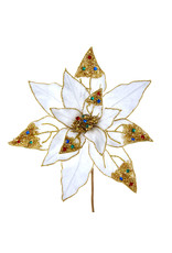 Kurt Adler Poinsettia Picks Jeweled White Gold Velvet 14 Inch