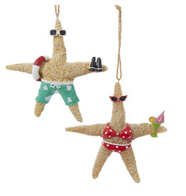 Kurt Adler Starfish Ornaments Boy Girl Set Coastal Beach Christmas