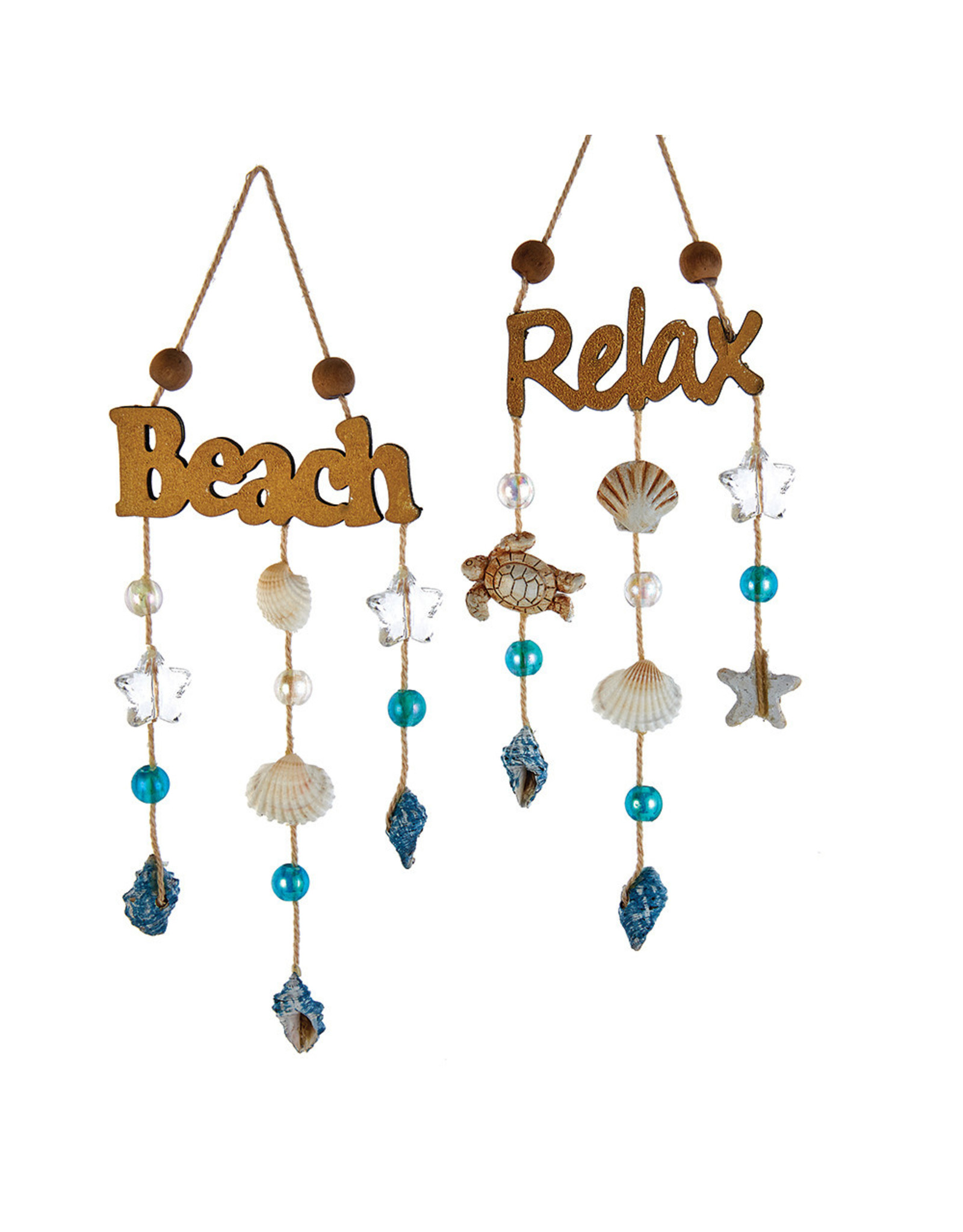 Kurt Adler Coastal Beach & Relax Dangle Ornaments Set of 2 Assorted