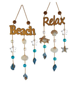 Kurt Adler Coastal Beach & Relax Dangle Ornaments Set of 2 Assorted