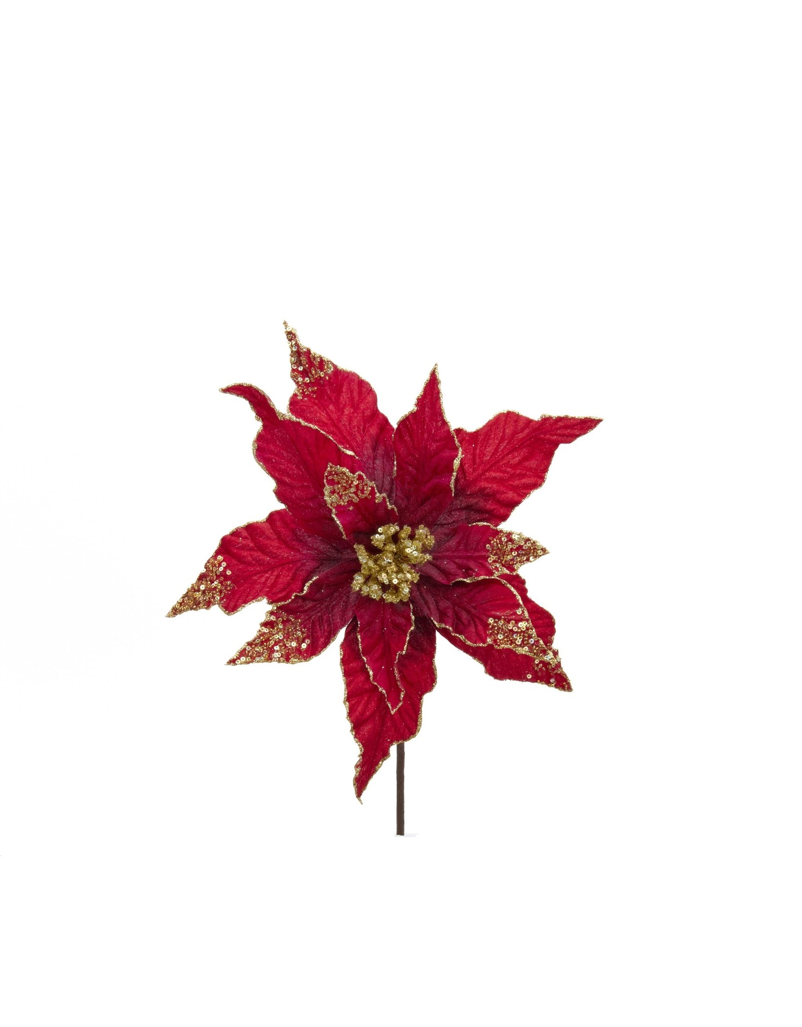Kurt Adler Red Velvet Poinsettia 16 Inch Christmas Flowers Floral