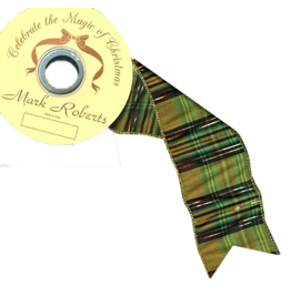 Green w Gold Tartan Ribbon 10YD