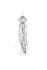 Kurt Adler Glass Jellyfish Ornament W Tinsel & Pearl Bead Tentacles