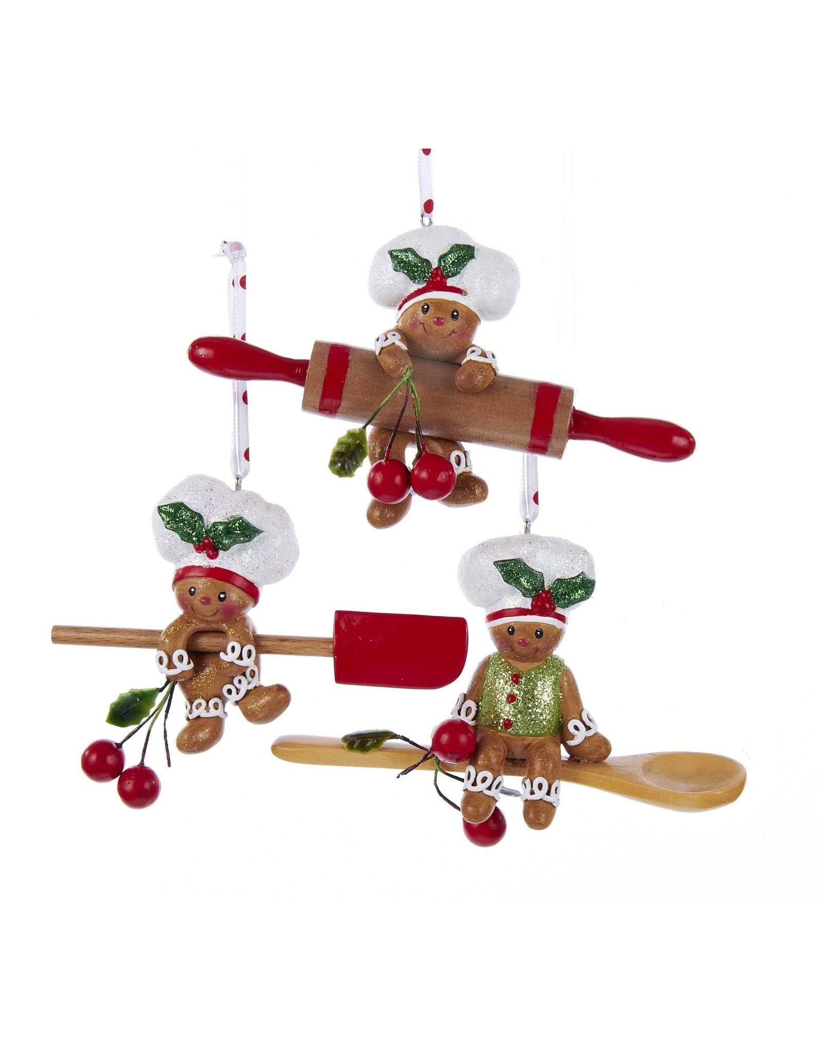 Kurt Adler Gingerbread Baking Tool Ornaments Set of 3 Assorted