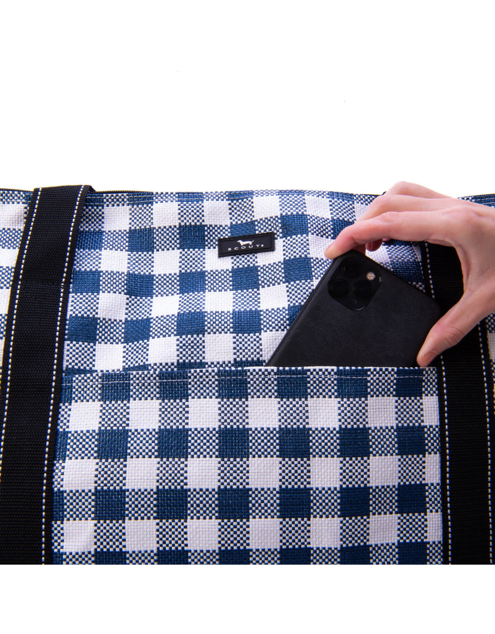 Scout Clear Pencil Bag-Navy Gingham