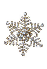 D Stevens Snowflake Brooch Gold With Clear Gems