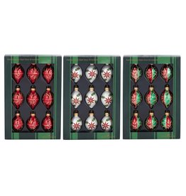 Kurt Adler Miniature Drop Glass Ornaments 35MM 3 Box Sets of 9
