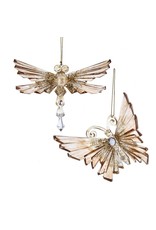 Kurt Adler Gold Acrylic Glitter Gem Butterfly Dragonfly Ornament Set