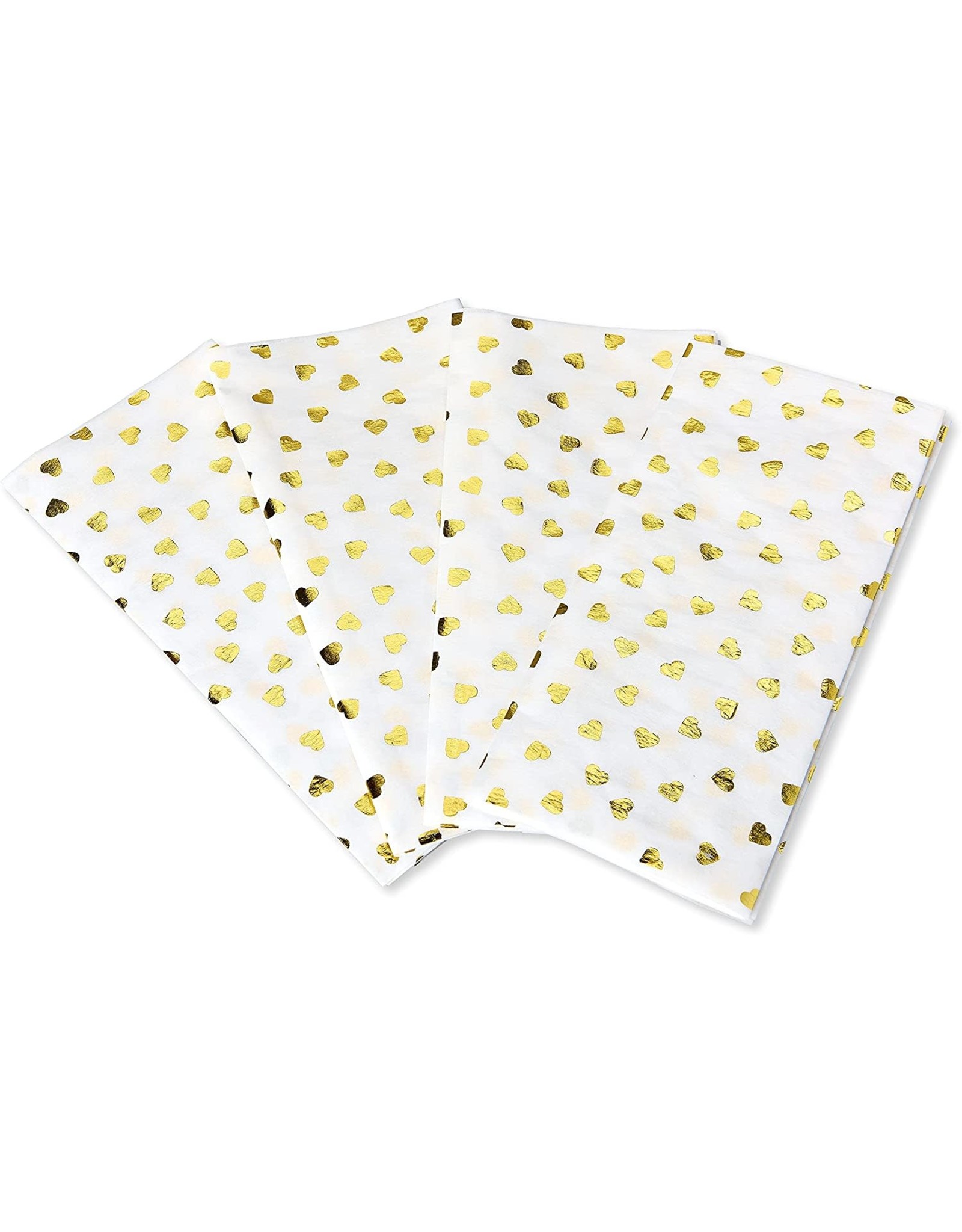 PAPYRUS® Tissue Paper 4 Sheets Gold Foil Hearts On White