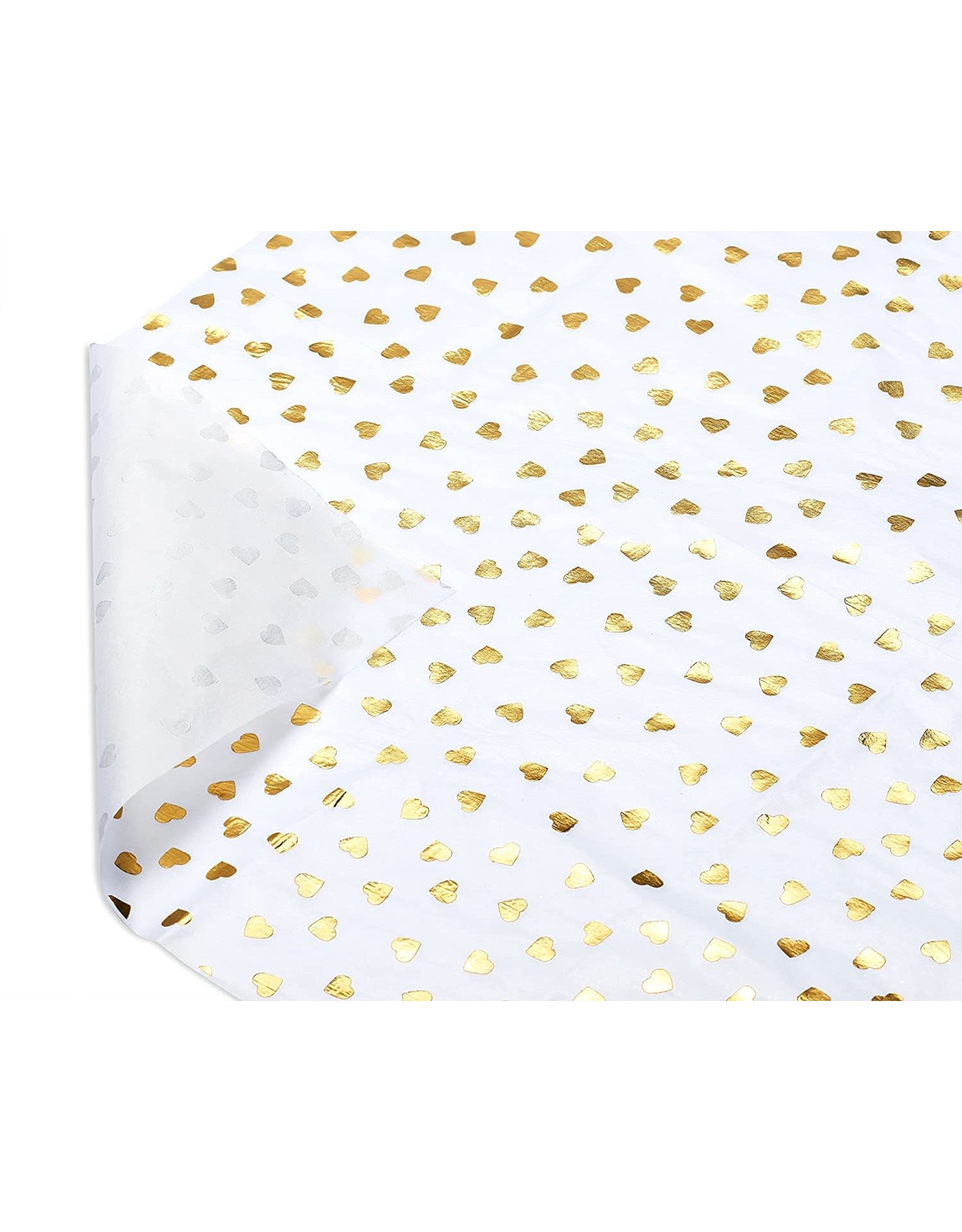 PAPYRUS® Tissue Paper 4 Sheets Gold Foil Hearts On White