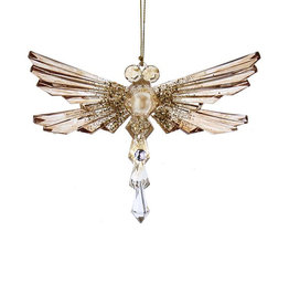 Kurt Adler Shiny Gold Acrylic Glitter Gem Dragonfly Ornament