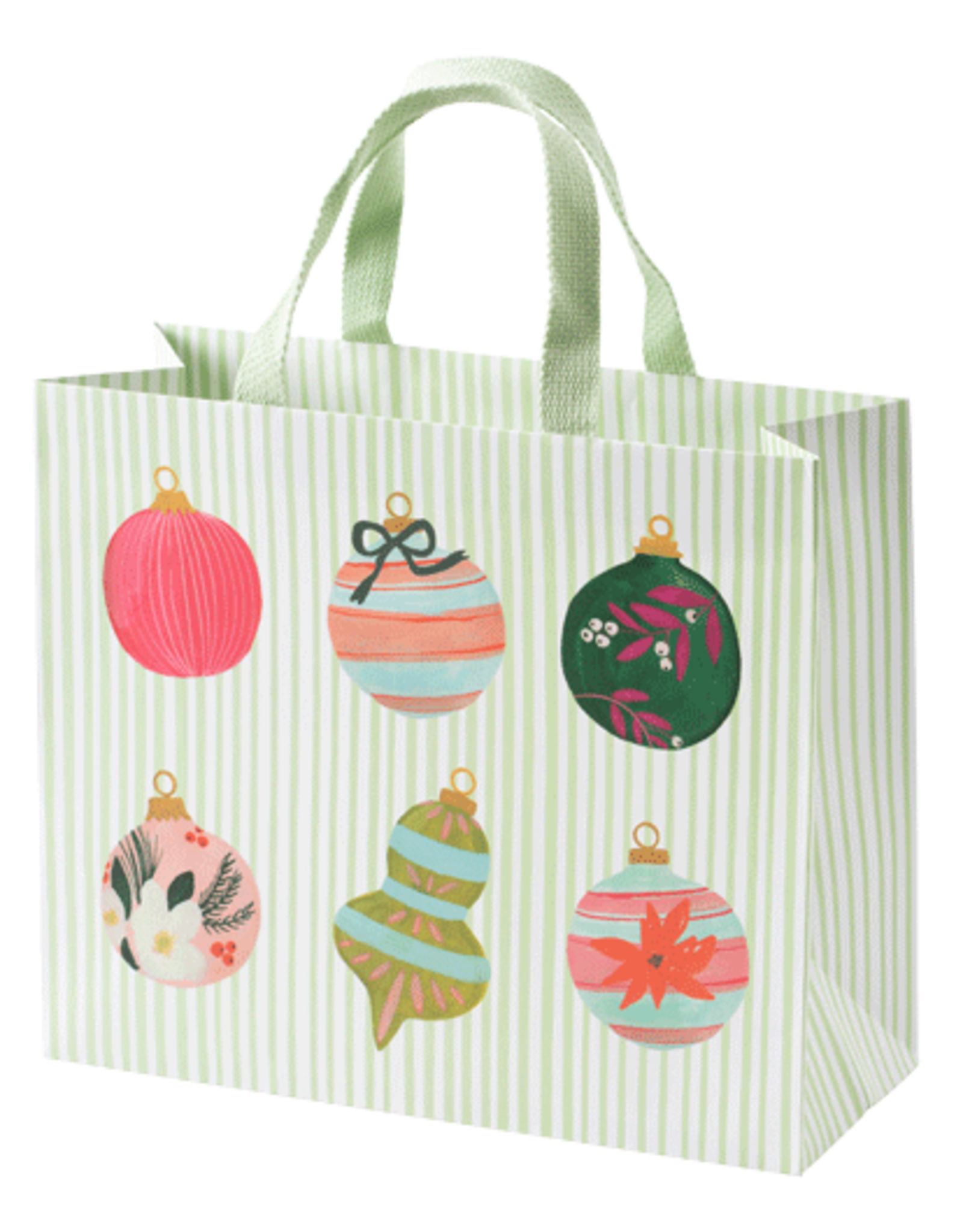 Caspari Christmas Gift Bag Lg 11.75x4.75x10 Painted Ornaments