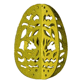 Katherine's Collection Easter Egg Ornament Glittered Laser Cut Yellow