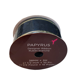 PAPYRUS® Gift Ribbon Black With Gold Edge Ribbon 10FT