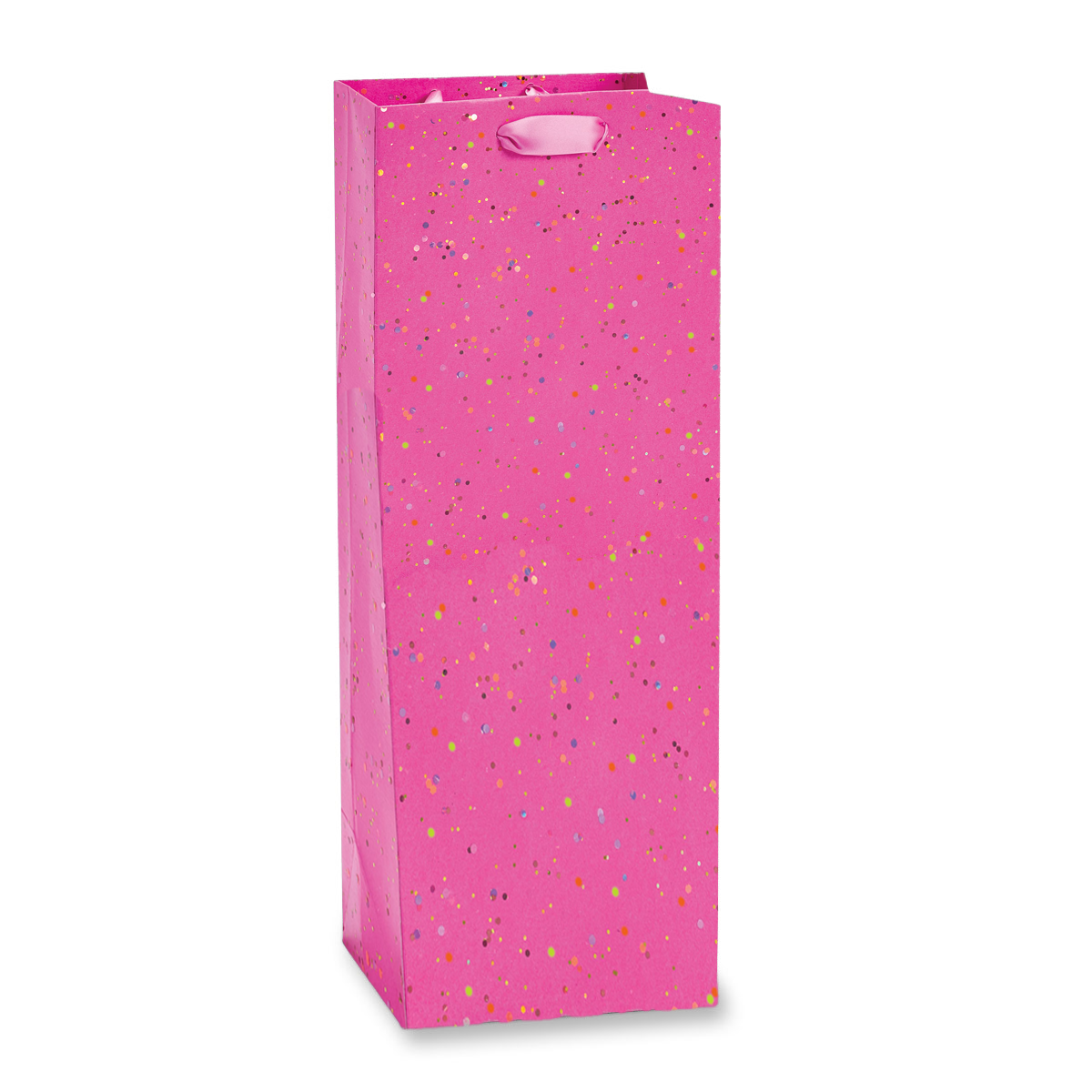 Papyrus Beverage Gift Bags Wine Bottle Bag 5x14x5 Glitter On Pink