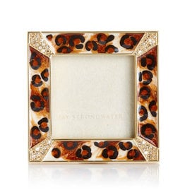 Jay Strongwater Photo Frame Leonard Pave Corner 2x2 Frame Amber Leopard