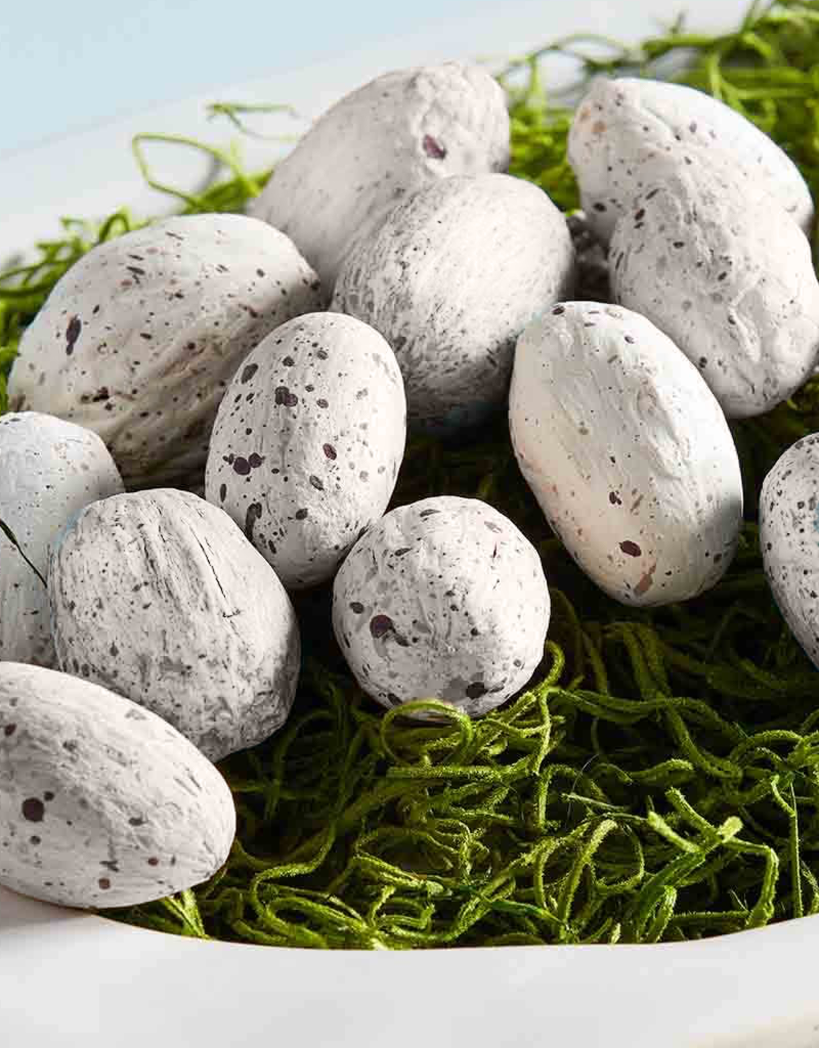 Mud Pie Miniature Eggs Filler Set of 36 White Speckled Mini Eggs