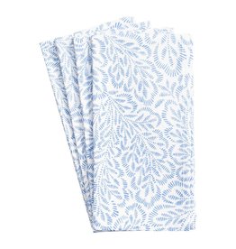 Caspari Cloth Dinner Napkins Set of 4 Block Print Leaves Blue White
