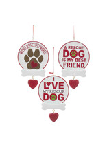 Kurt Adler Rescue Dog Sign Ornaments For Personalization 3 Assorted