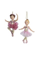 Kurt Adler Pink Ballerina Girl Ornaments Set of 2 Assorted