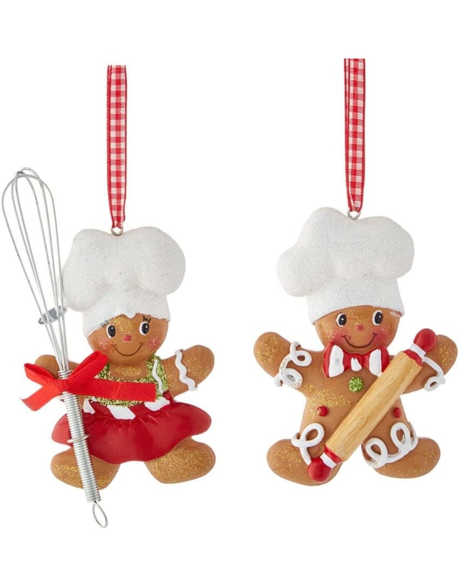 Kurt Adler Gingerbread Boy and Girl Chef Ornaments Personalizable
