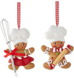 Kurt Adler Gingerbread Boy and Girl Chef Ornaments Personalizable