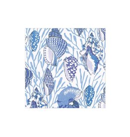 Caspari Paper Cocktail Napkins 20ct Shell Toile Blue