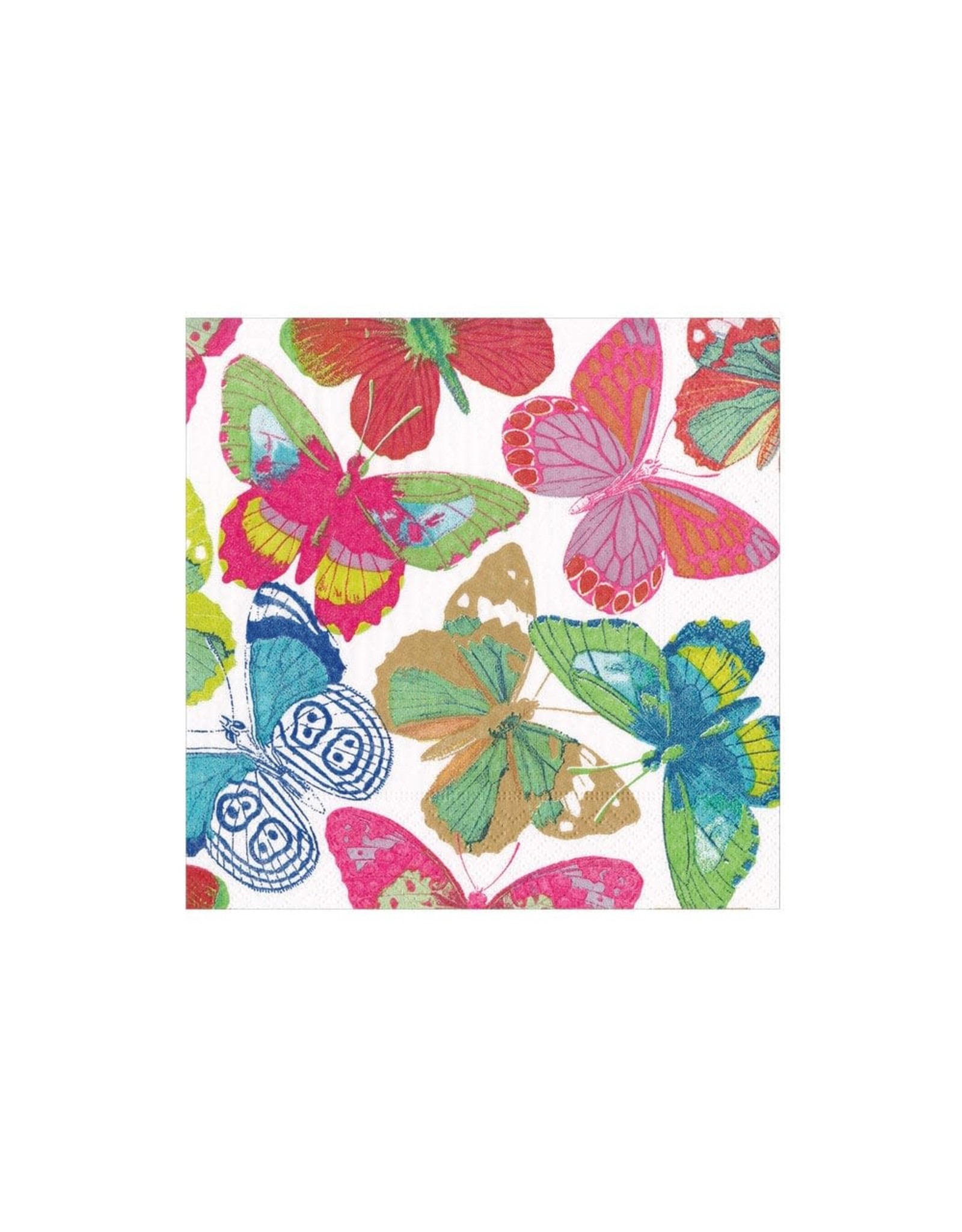 Caspari Paper Cocktail Napkins 20ct Butterflies Bright